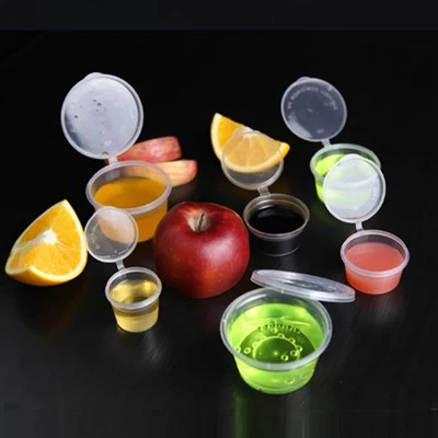 25/50/75/100 ml Saucenbecher mit Klappdeckel im Spritzgussverfahren